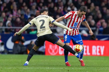 Madrid, İspanya - 12 Şubat 2026: Atletico Madrid ile FC Barcelona arasında Copa del Rey yarı final maçı. Maç boyunca Atletico Madrid 'li oyuncular.