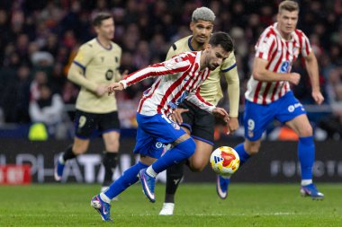 Madrid, İspanya - 12 Şubat 2026: Atletico Madrid ile FC Barcelona arasında Copa del Rey yarı final maçı. Maç boyunca Atletico Madrid 'li oyuncular.