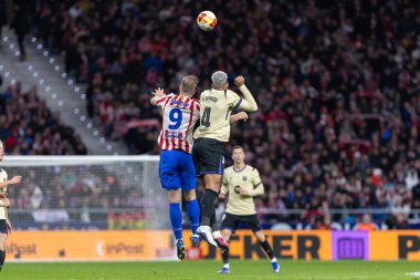 Madrid, İspanya - 12 Şubat 2026: Atletico Madrid ile FC Barcelona arasında Copa del Rey yarı final maçı. Maç boyunca Atletico Madrid 'li oyuncular.