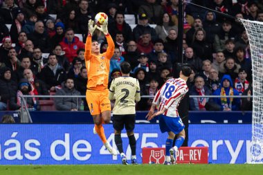 Madrid, İspanya - 12 Şubat 2026: Atletico Madrid ile FC Barcelona arasında Copa del Rey yarı final maçı. Maç boyunca Atletico Madrid 'li oyuncular.