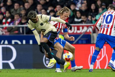 Madrid, İspanya - 12 Şubat 2026: Atletico Madrid ile FC Barcelona arasında Copa del Rey yarı final maçı. FC Barcelona oyuncuları maç boyunca.