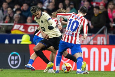 Madrid, İspanya - 12 Şubat 2026: Atletico Madrid ile FC Barcelona arasında Copa del Rey yarı final maçı. FC Barcelona oyuncuları maç boyunca.