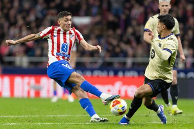 Madrid, İspanya - 12 Şubat 2026: Atletico Madrid ile FC Barcelona arasında Copa del Rey yarı final maçı. Maç boyunca Atletico Madrid 'li oyuncular.