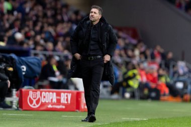 Madrid, İspanya - 12 Şubat 2026: Atletico Madrid ile FC Barcelona arasında Copa del Rey yarı final maçı. Maç boyunca Atletico Madrid 'li oyuncular.