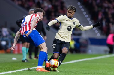 Madrid, İspanya - 12 Şubat 2026: Atletico Madrid ile FC Barcelona arasında Copa del Rey yarı final maçı. FC Barcelona oyuncuları maç boyunca.