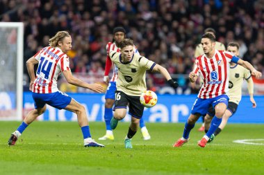 Madrid, İspanya - 12 Şubat 2026: Atletico Madrid ile FC Barcelona arasında Copa del Rey yarı final maçı. FC Barcelona oyuncuları maç boyunca.
