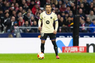 Madrid, İspanya - 12 Şubat 2026: Atletico Madrid ile FC Barcelona arasında Copa del Rey yarı final maçı. FC Barcelona oyuncuları maç boyunca.