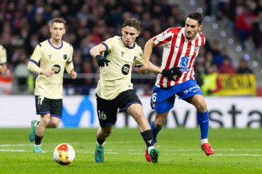 Madrid, İspanya - 12 Şubat 2026: Atletico Madrid ile FC Barcelona arasında Copa del Rey yarı final maçı. FC Barcelona oyuncuları maç boyunca.