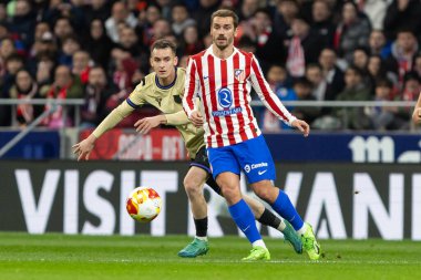 Madrid, İspanya - 12 Şubat 2026: Atletico Madrid ile FC Barcelona arasında Copa del Rey yarı final maçı. Maç boyunca Atletico Madrid 'li oyuncular.