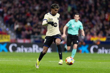 Madrid, İspanya - 12 Şubat 2026: Atletico Madrid ile FC Barcelona arasında Copa del Rey yarı final maçı. FC Barcelona oyuncuları maç boyunca.