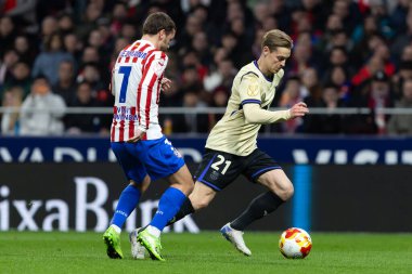 Madrid, İspanya - 12 Şubat 2026: Atletico Madrid ile FC Barcelona arasında Copa del Rey yarı final maçı. FC Barcelona oyuncuları maç boyunca.