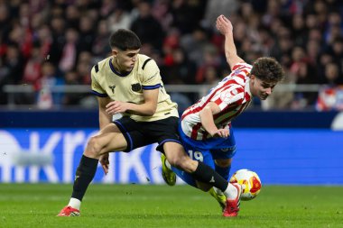 Madrid, İspanya - 12 Şubat 2026: Atletico Madrid ile FC Barcelona arasında Copa del Rey yarı final maçı. FC Barcelona oyuncuları maç boyunca.