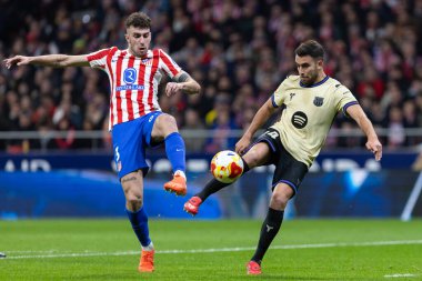 Madrid, İspanya - 12 Şubat 2026: Atletico Madrid ile FC Barcelona arasında Copa del Rey yarı final maçı. FC Barcelona oyuncuları maç boyunca.