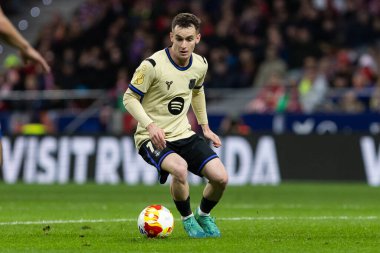 Madrid, İspanya - 12 Şubat 2026: Atletico Madrid ile FC Barcelona arasında Copa del Rey yarı final maçı. FC Barcelona oyuncuları maç boyunca.