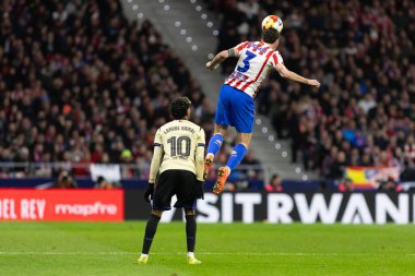 Madrid, İspanya - 12 Şubat 2026: Atletico Madrid ile FC Barcelona arasında Copa del Rey yarı final maçı. Maç boyunca Atletico Madrid 'li oyuncular.