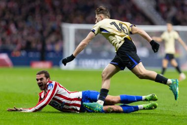 Madrid, İspanya - 12 Şubat 2026: Atletico Madrid ile FC Barcelona arasında Copa del Rey yarı final maçı. Maç boyunca Atletico Madrid 'li oyuncular.