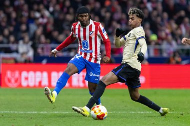 Madrid, İspanya - 12 Şubat 2026: Atletico Madrid ile FC Barcelona arasında Copa del Rey yarı final maçı. Maç boyunca Atletico Madrid 'li oyuncular.