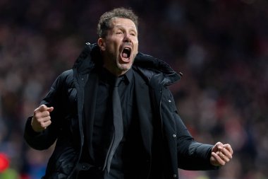 Madrid, İspanya - 12 Şubat 2026: Atletico Madrid ile FC Barcelona arasında Copa del Rey yarı final maçı. Maç boyunca Atletico Madrid 'li oyuncular.