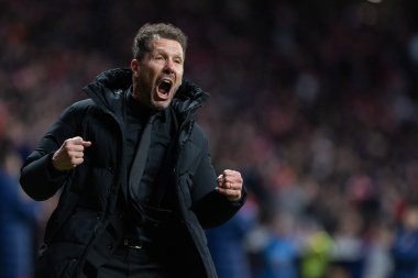 Madrid, İspanya - 12 Şubat 2026: Atletico Madrid ile FC Barcelona arasında Copa del Rey yarı final maçı. Maç boyunca Atletico Madrid 'li oyuncular.