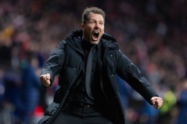 Madrid, İspanya - 12 Şubat 2026: Atletico Madrid ile FC Barcelona arasında Copa del Rey yarı final maçı. Maç boyunca Atletico Madrid 'li oyuncular.