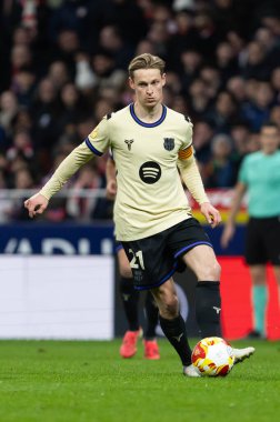 Madrid, İspanya - 12 Şubat 2026: Atletico Madrid ile FC Barcelona arasında Copa del Rey yarı final maçı. FC Barcelona oyuncuları maç boyunca.