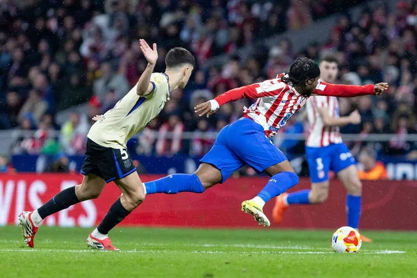 Madrid, İspanya - 12 Şubat 2026: Atletico Madrid ile FC Barcelona arasında Copa del Rey yarı final maçı. Maç boyunca Atletico Madrid 'li oyuncular.