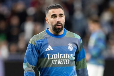 Madrid, İspanya - 14 Şubat 2026: Real Madrid ile Real Sociedad arasındaki lig maçı Madrid 'de oynandı. Maç sırasında Real Madrid oyuncuları. EA Spor Ligi. İspanya Ligi.