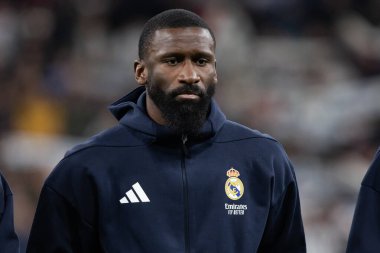 Madrid, İspanya - 14 Şubat 2026: Real Madrid ile Real Sociedad arasındaki lig maçı Madrid 'de oynandı. Maç sırasında Real Madrid oyuncuları. EA Spor Ligi. İspanya Ligi.