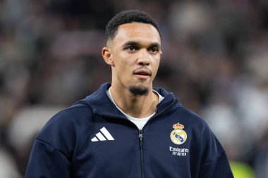 Madrid, İspanya - 14 Şubat 2026: Real Madrid ile Real Sociedad arasındaki lig maçı Madrid 'de oynandı. Maç sırasında Real Madrid oyuncuları. EA Spor Ligi. İspanya Ligi.