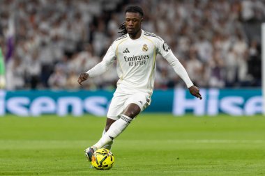 Madrid, İspanya - 14 Şubat 2026: Real Madrid ile Real Sociedad arasındaki lig maçı Madrid 'de oynandı. Maç sırasında Real Madrid oyuncuları. EA Spor Ligi. İspanya Ligi.