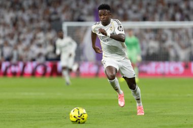 Madrid, İspanya - 14 Şubat 2026: Real Madrid ile Real Sociedad arasındaki lig maçı Madrid 'de oynandı. Maç sırasında Real Madrid oyuncuları. EA Spor Ligi. İspanya Ligi.