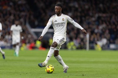 Madrid, İspanya - 14 Şubat 2026: Real Madrid ile Real Sociedad arasındaki lig maçı Madrid 'de oynandı. Maç sırasında Real Madrid oyuncuları. EA Spor Ligi. İspanya Ligi.