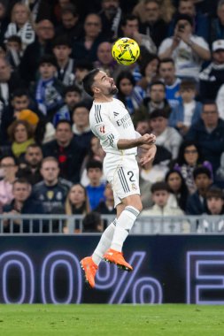 Madrid, İspanya - 14 Şubat 2026: Real Madrid ile Real Sociedad arasındaki lig maçı Madrid 'de oynandı. Maç sırasında Real Madrid oyuncuları. EA Spor Ligi. İspanya Ligi.