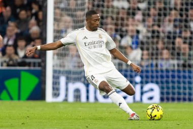 Madrid, İspanya - 14 Şubat 2026: Real Madrid ile Real Sociedad arasındaki lig maçı Madrid 'de oynandı. Maç sırasında Real Madrid oyuncuları. EA Spor Ligi. İspanya Ligi.