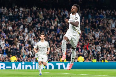 Madrid, İspanya - 14 Şubat 2026: Real Madrid ile Real Sociedad arasındaki lig maçı Madrid 'de oynandı. Maç sırasında Real Madrid oyuncuları. EA Spor Ligi. İspanya Ligi.