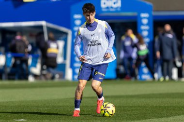 Madrid, İspanya - 15 Şubat 2026: Rayo Vallecano ile Atletico de Madrid arasındaki lig maçı Legans, Madrid 'de oynandı. Atletico de Madrid ve Rayo Vallecano 'dan oyuncular.