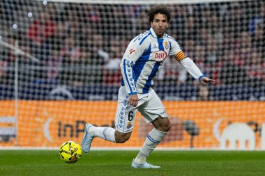 Madrid, İspanya - 21 Şubat 2026: Atletico Madrid ile RCD Espanyol arasında oynanan lig maçı. Maç sırasında RCD Espanyol oyuncuları.