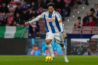 Madrid, İspanya - 21 Şubat 2026: Atletico Madrid ile RCD Espanyol arasında oynanan lig maçı. Maç sırasında RCD Espanyol oyuncuları.