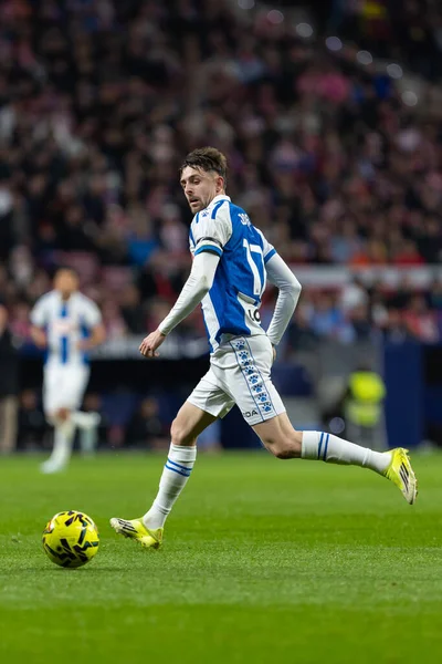 Madrid, İspanya - 21 Şubat 2026: Atletico Madrid ile RCD Espanyol arasında oynanan lig maçı. Maç sırasında RCD Espanyol oyuncuları.