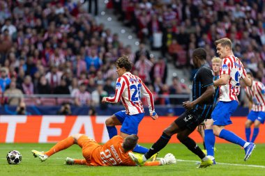 Madrid, İspanya - 24 Şubat 2026: Atltico de Madrid ile FC Bruges arasında oynanan Şampiyonlar Ligi maçı. Maç sırasında Atletico de Madrid oyuncuları. Şampiyonlar Ligi.