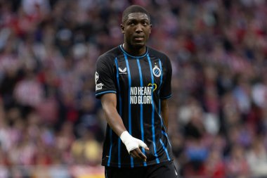 Madrid, İspanya - 24 Şubat 2026: Atltico de Madrid ile Club Brugge arasında oynanan Şampiyonlar Ligi maçı. Maç sırasında Club Brugge oyuncuları. Şampiyonlar Ligi. Nakavt Aşaması.