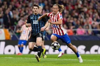 Madrid, İspanya - 24 Şubat 2026: Atltico de Madrid ile FC Bruges arasında oynanan Şampiyonlar Ligi maçı. Maç sırasında Atletico de Madrid oyuncuları. Şampiyonlar Ligi.