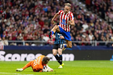 Madrid, İspanya - 24 Şubat 2026: Atltico de Madrid ile FC Bruges arasında oynanan Şampiyonlar Ligi maçı. Maç sırasında Atltico de Madrid oyuncuları. Şampiyonlar Ligi.