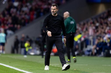 Madrid, İspanya - 24 Şubat 2026: Atltico de Madrid ile Club Brugge arasında oynanan Şampiyonlar Ligi maçı. Maç sırasında Club Brugge oyuncuları. Şampiyonlar Ligi. Nakavt Aşaması.