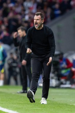 Madrid, İspanya - 24 Şubat 2026: Atltico de Madrid ile Club Brugge arasında oynanan Şampiyonlar Ligi maçı. Maç sırasında Club Brugge oyuncuları. Şampiyonlar Ligi. Nakavt Aşaması.