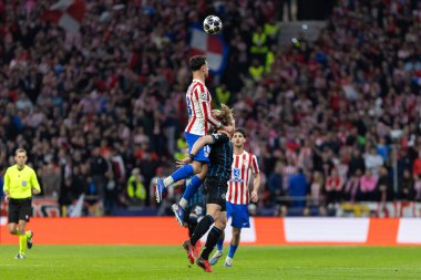 Madrid, İspanya - 24 Şubat 2026: Atltico de Madrid ile FC Bruges arasında oynanan Şampiyonlar Ligi maçı. Maç sırasında Atletico de Madrid oyuncuları. Şampiyonlar Ligi.