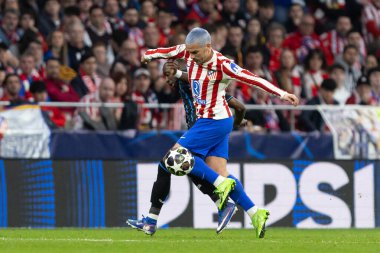 Madrid, İspanya - 24 Şubat 2026: Atltico de Madrid ile FC Bruges arasında oynanan Şampiyonlar Ligi maçı. Maç sırasında Atletico de Madrid oyuncuları. Şampiyonlar Ligi.