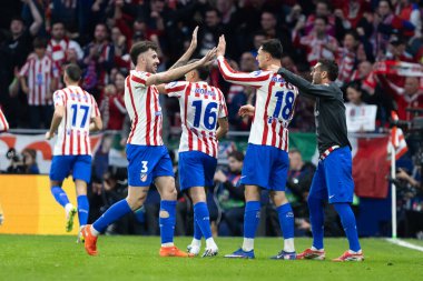 Madrid, İspanya - 24 Şubat 2026: Atltico de Madrid ile FC Bruges arasında oynanan Şampiyonlar Ligi maçı. Maç sırasında Atletico de Madrid oyuncuları. Şampiyonlar Ligi.