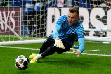 Madrid, İspanya - 24 Şubat 2026: Atltico de Madrid ile Club Brugge arasında oynanan Şampiyonlar Ligi maçı. Maç sırasında Club Brugge oyuncuları. Şampiyonlar Ligi. Nakavt Aşaması.