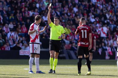 Madrid, İspanya - 28 Şubat 2026: Madrid 'de oynanan Rayo Vallecano ve Athletic Bilbao ligi maçı. Maç sırasında Rayo Vallecano oyuncuları.